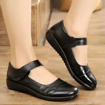 Ravne cipele žene prave kože apartmani casual cipele i ženske kožne cipele veličine 35-42 puna crna stana žena jesen cipele 2019 2