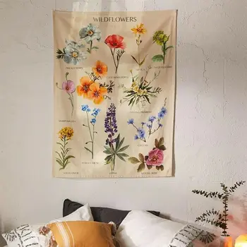 Botanički Divlji Cvijet Zidna Tapiserija Cvjetni Raspored Češki 1