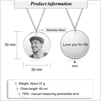 JewelOra personalizirane ogrlice fotografija za muškarce od nehrđajućeg čelika prilagođeno urezani ogrlice darove za oca/dečka 2