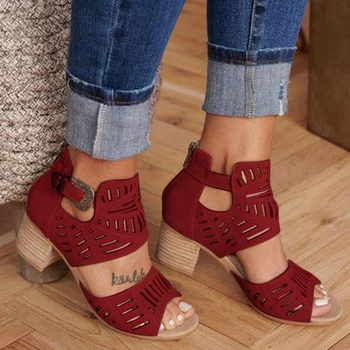 Bigsweety 2020 Ženske sandale ljetna moda šuplje urezana udobne sandale na debelom petu velike veličine 5 boja 2