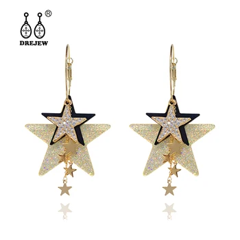 DREJEW Big Gold Purple Star vještački dijamant izjava lutaju naušnice moda Božić legure naušnice pada za žene nakit E4541 1