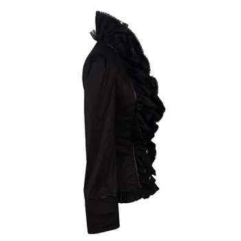 Stare Gotičke Victorian Košulje Žene Crno Bijeli Formalni Top Štand Ovratnik Žene Bluze S Dugim Rukavima Slim Fit 1