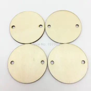 50шт 50mm prazan drveni krug kovanice okrugle drvene diskovi sa 2 ulaza korist Oznake ovjes ukras 2