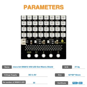 Keyestudio microbit SK6812 4X8 32 bita led matrični zaslon za BBC Micro Bit 2