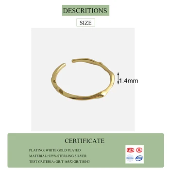 SOHOT korejski 925 sterling srebra zglobove, minimalistički stil otvorio tanke žene Šarm prsten nepravilnog ženske stranke fin nakit 1