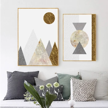 Geometrijski Mramorno umjetnost platnu plakata i grafika minimalistički Nordic slikarstvo zidni paneli za dnevni boravak Moderni kućni dekor 2