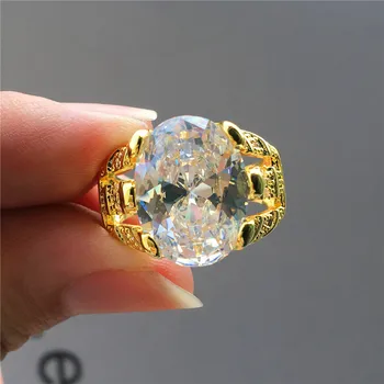 Luksuzni muški ženski maslinasto zelena ovalni kamen prsten velike Muškarci Žene 18 karatni zlatni vjenčani prsten berba plava bijela ljubičica prsten Cirkon 1