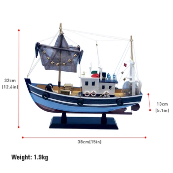 LUCKK 38cm plava рыболовецкая brod model drvene rukotvorine morske klasicni model broda model drveni jedrenjak za igračke darove home dekor 2257-38 1