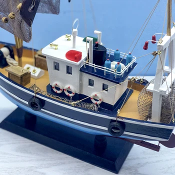 LUCKK 38cm plava рыболовецкая brod model drvene rukotvorine morske klasicni model broda model drveni jedrenjak za igračke darove home dekor 2257-38 2