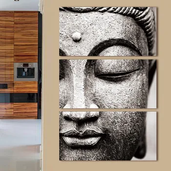 3 ploče ulje stil plakat Buda platnu Slikarstvo zidni umjetničke slike siva moderan veliki zidni print home dekor za dnevni boravak 1