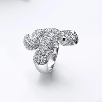 Veliki slatka zmija prsten mikro utrti AAA Bijeli Cirkon prekrasan životinja prsten ženski luksuzni prilično bakar nakit najbolji pokloni 2