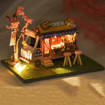 DIY cirkus cvijet Kanto kulinarstvo автомагазин drvena kućica za lutke minijaturni namještaj iz led seta lutkarske kuće, skupljaju igračke Dječji dar 1