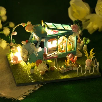 DIY cirkus cvijet Kanto kulinarstvo автомагазин drvena kućica za lutke minijaturni namještaj iz led seta lutkarske kuće, skupljaju igračke Dječji dar 2