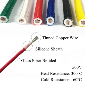13AWG 2.5 kvadratnom высокотемпературный Silikon žica стекловолоконный kabel s оплеткой temperaturama od 300°C луженый bakrena žica 2.5 mm 1