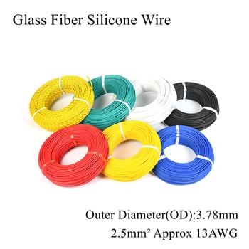 13AWG 2.5 kvadratnom высокотемпературный Silikon žica стекловолоконный kabel s оплеткой temperaturama od 300°C луженый bakrena žica 2.5 mm 2