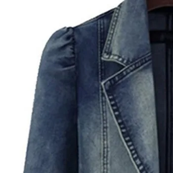 Žene rupu džep gumb traper jakna šarenilo odbačenost ovratnik veliki veličina pristojan Jesen Zima kaput žene nova moda 2020 2