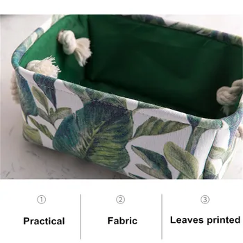 35*25*16 cm moda tkanina košarica Nordic listovi su zeleni koš za igračke knjige kontejner odjeća organizator sklopive košare za pohranu 2