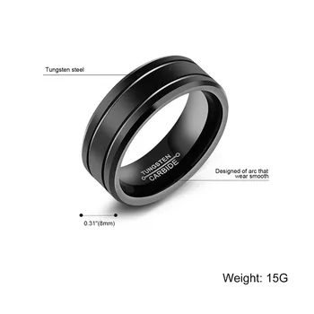 ZORCVENS moda crna Volfram prsten za muškarce Volfram zaručnički prsten modni nakit muška Veliki prsten 1