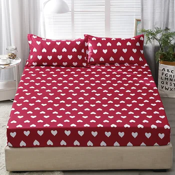 200x220cm Heart-Shape Printed Fitted Sheet poliester materijal kvalitetan Elastična traka krevetu jastučnicu za punu veličinu