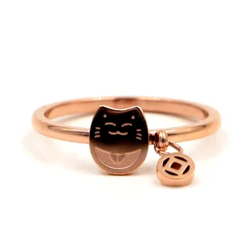 Visoka kvaliteta zlata boja nehrđajućeg čelika prsten za žene, slatka sretan mačak novčić prsten djevojka darove nakit dragulji femme anel 2