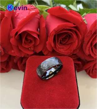 Crni čekić prsten crna Volfram zaručnički prsten za muškarce žene višeznačan čekićem mat završnu obradu 6 mm 8 mm comfort Fit 1
