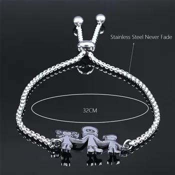 2021 obitelj mama, sin, kćer narukvice od nehrđajućeg čelika za žene srebrna boja lanac narukvica nakit pulseira feminina BXS01 1