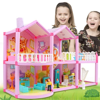 DIY Family Dollhouse Igračke Baby Unikatni Lutkarski House Assembly minijaturna kuća Lutaka dvorac minijature Casa Toys For Children Poklon 2