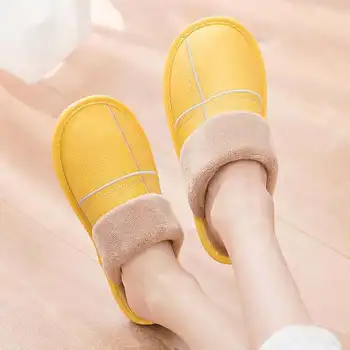Prirodna koža ženske papuče zimske mekani pamuk cipele нескользящие kućne papuče ugodno toplo 2020 ženske cipele vodootporna