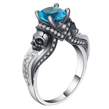 Identitet kreativni punk stil prsten za žene 2021 nakit lubanju prsten ružičasta ljubičasta plava lijepa boja kamena prstena 1