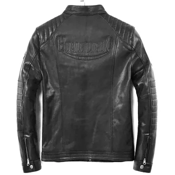 Muški Geniune kožuh kožna jakna kratka tanka motocikl proljeće i jesen Jaqueta De Couro HL-012 MF113 1