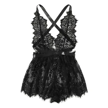 Ženska seksualna пижама haljinu s dubokim V izrez cijeli пижама crna haljina пижама topla rasprodaja 2020 1