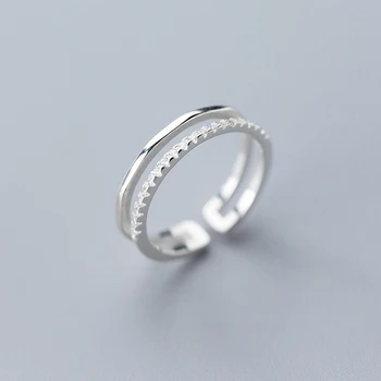 Colusiwei sada čisto (eng. sterling) srebro 925 sterling dvostruki sloj Luxuy Clear CZ otvorene podesivi prsten za žene romantične vjenčanje dekoracije 1