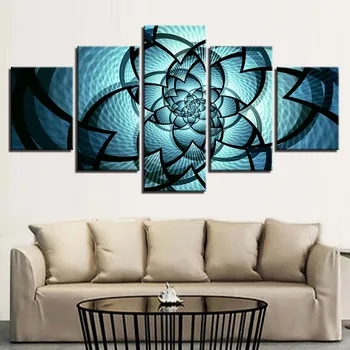 Moderni platnu home dekor tiskani 5 ploča plavo cvijeće uzorak uzorak slikarstvo zid umjetnost modularni plakat okvir HD dnevni boravak 1