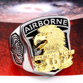 Starinski ikonu Sjedinjenih američkih Država Orao plovila prsten muškarci američki 101 airborne десантное prsten gospodo biciklistički prsten od nehrđajućeg čelika nakit 1