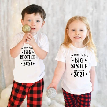 Ja ću biti starijim bratom/sestrom 2021 Kids Boys Girls Anouncement Tshirts Brothers Siters Family Looking Shirts Drop Ship 2
