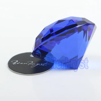 HIERKYST 1pc plava stakla Kristal, Dijamant paperweight duge izrezati obrt za vjenčanje nakit Europa stil dekoracije 80 mm #2007-7 2