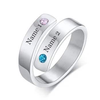 Personalizirani poklon Prilagođeno urezani prstenovi od nehrđajućeg čelika ime podesiva za nakit godišnjice žene 2