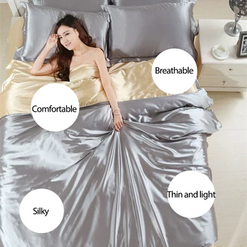 Vruće! čist saten svile posteljinu domaće tekstilne King size bed set posteljina deka stana list jastučnice na veliko 2