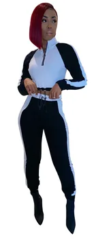 Sportski Kostim Žene 2 Kom. Sportski Odijelo Bočna Pruga Hoodies + Cross-Country Hlače Odgovarajuće Odijelo Postaviti Fitness Sweatpants Aktivni Trošenje Na Odjeću 2