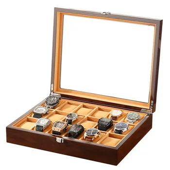 Novi Poklon Kutije Za Sat Carbon Fiber Wood Watches Display Box Case Lint Pri Odabiru Čaše Za Vino Brown Lint Window Jewelry Organizer Storage 1