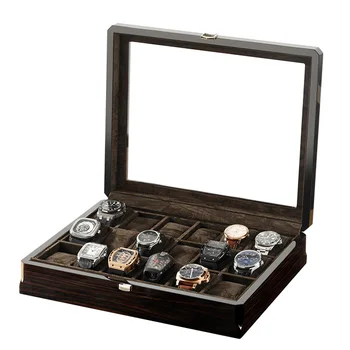 Novi Poklon Kutije Za Sat Carbon Fiber Wood Watches Display Box Case Lint Pri Odabiru Čaše Za Vino Brown Lint Window Jewelry Organizer Storage 2