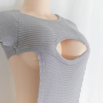 Seks-rublje za žene pletene džemper s otvorenim leđima jednodijelni anime bikini Mike prsluk Virgin Killer CosplayCostumes otvorena grudi 2