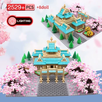 Grad mini ulica gradivni blokovi tvorac japanski Fushimi Inari hram Sakura model klasični MOC dječje igračke Dječji dar 2