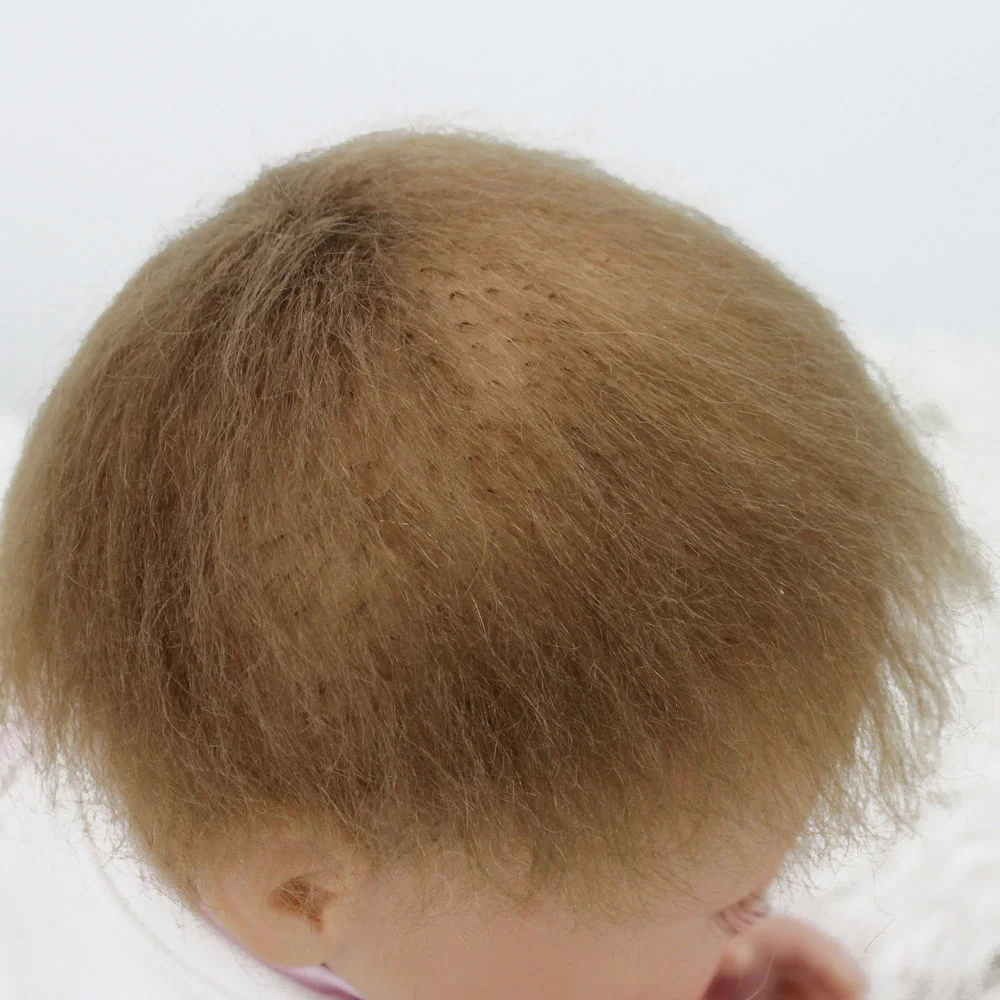 15 cm Reborn Doll Hair lutka pribor izravno soft moher za Reborn Baby Doll svijetlo smeđa boja kose 6 inča 13 g Slika 3