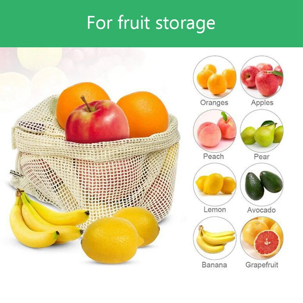 15шт 12шт za višekratnu upotrebu hrane torbe organski pamuk prati mrežaste vrećice za trgovine voća i povrća organizator torbu za pohranu Slika 5