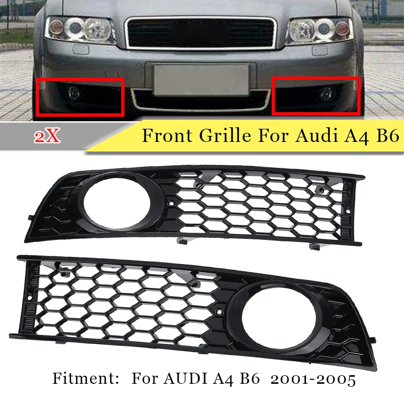 2 komada mreža vozila sprijeda svjetla za maglu žarulja vanjski otvor grill rešetka cell bregastom vratilu za Audi A4 B6 2001-2005 svjetla za maglu roštilj branik Slika 3