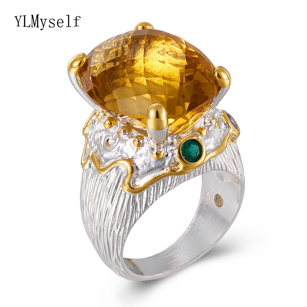 20*15 mm Veliki zlatni cirkonij nakit, prsten luksuzni posrebreni ženske velike nakit koktel prstenje stranke Slika 3