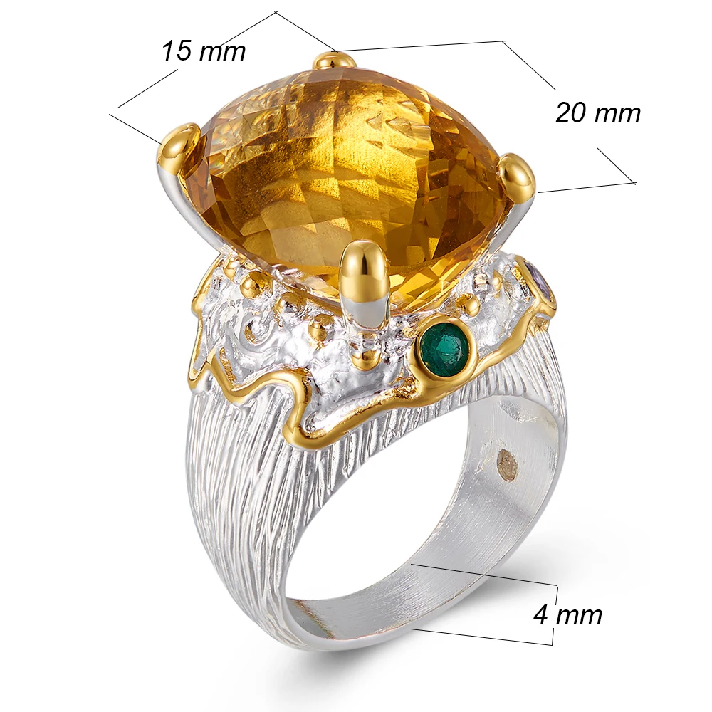 20*15 mm Veliki zlatni cirkonij nakit, prsten luksuzni posrebreni ženske velike nakit koktel prstenje stranke Slika 4