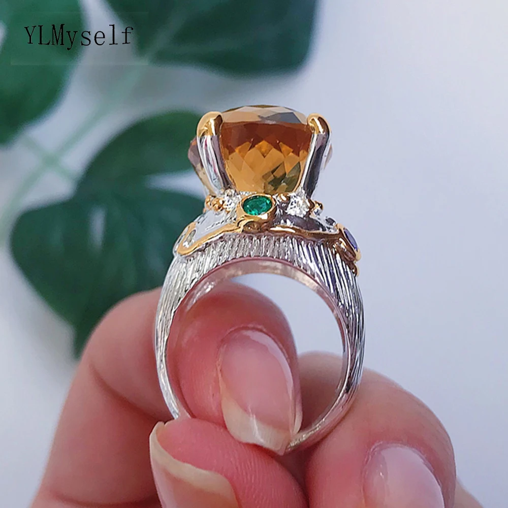 20*15 mm Veliki zlatni cirkonij nakit, prsten luksuzni posrebreni ženske velike nakit koktel prstenje stranke Slika 5