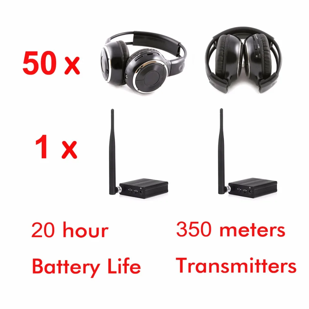 500 m 3 - kanalni nečujne дискотечный paket za slušalice ( 50 sklopivi mobilne slušalice i 1 predajnik) Slika 1